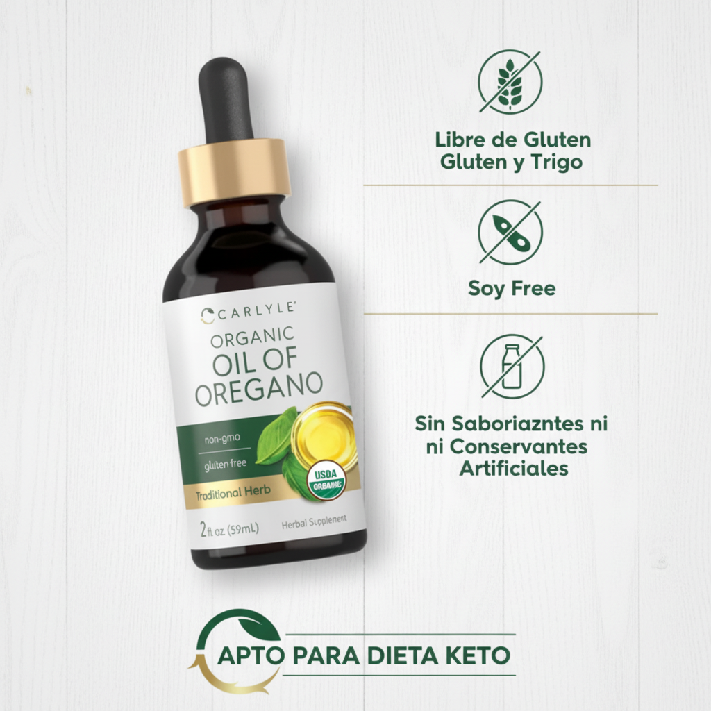 Aceite de Orégano Orgánico Carlyle | Apoyo Inmune y Balance Intestinal